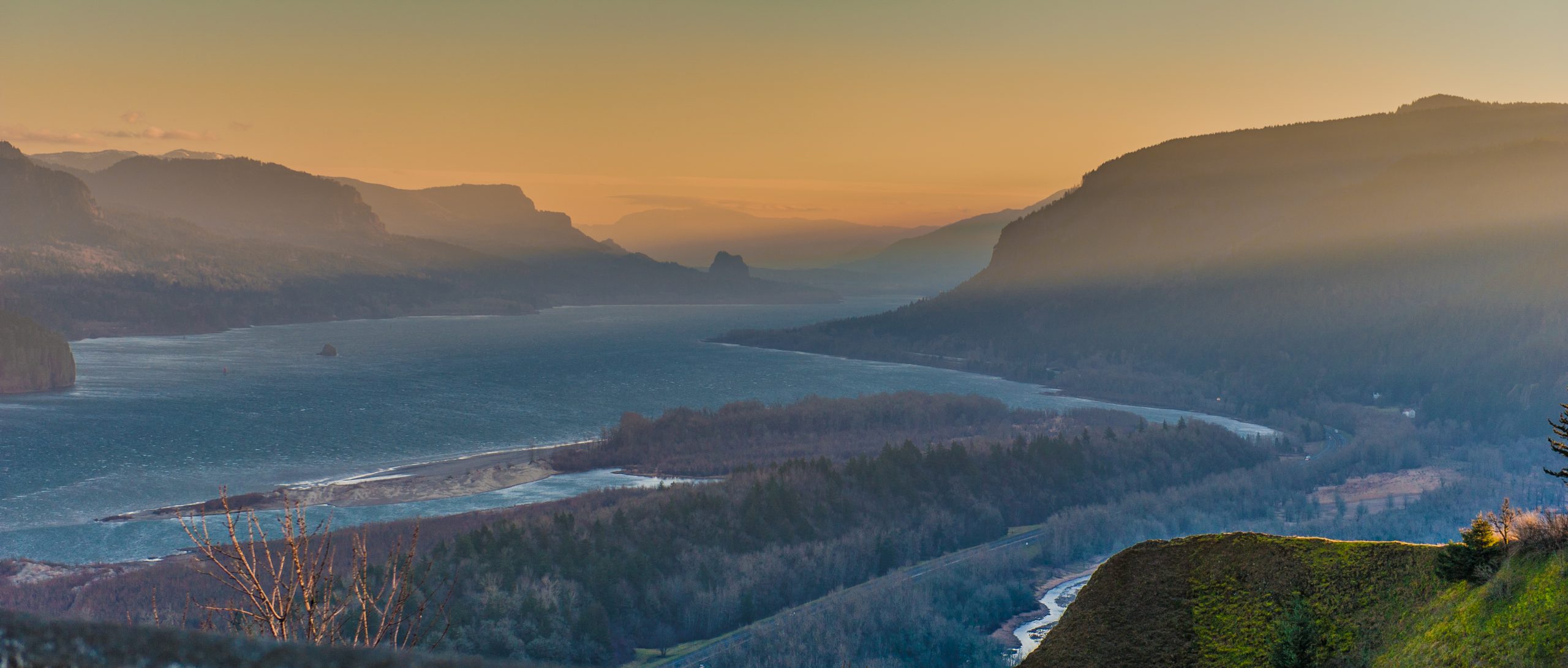 Columbia River viewed from Vista House, Oregon, 2013.  Photo credit  A. W.(Tony) Grover.